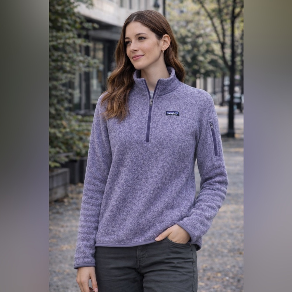 Patagonia Better Sweater 1/4 Zip Pullover Women’ Small Lupine Purple Blue Fleece